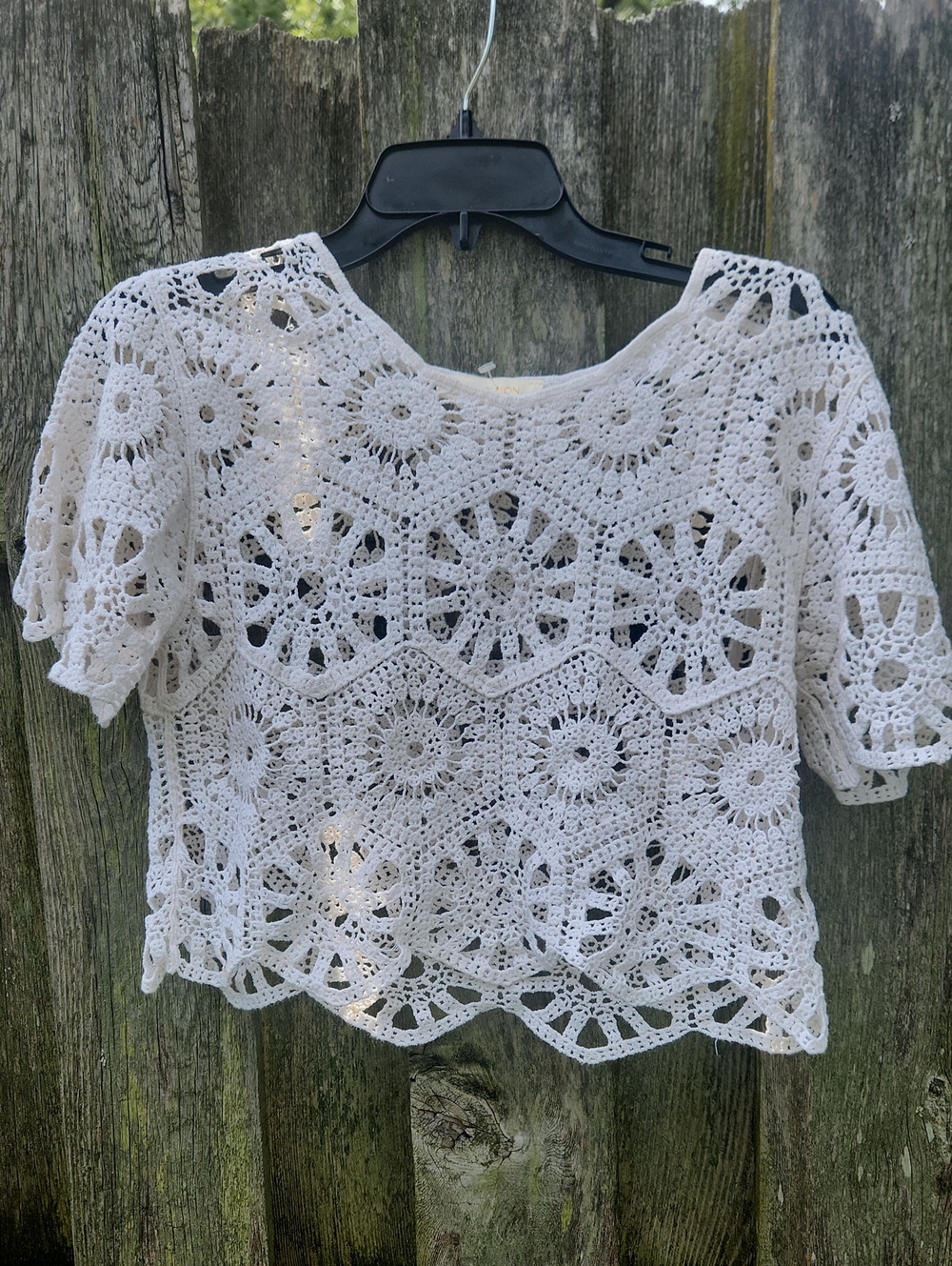Rebellion White Crochet Lace Boho chicTunic Top Sz S